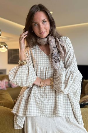 Nonni Gingham Artist Smock Stone